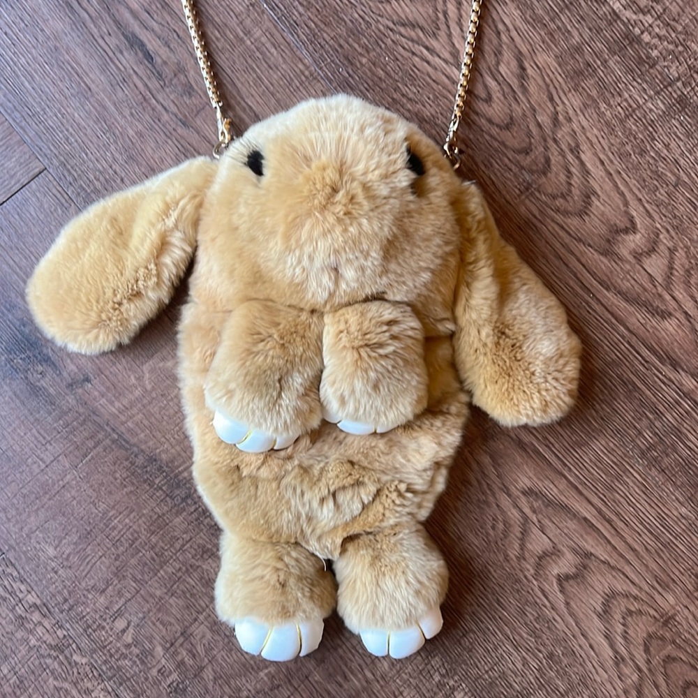 Furry Bunny Backpack Brown/Gold